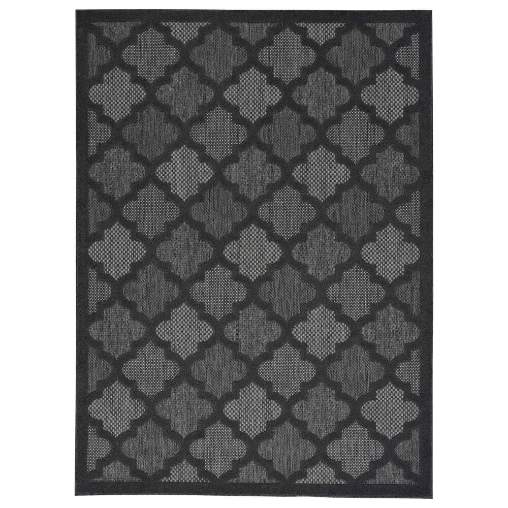 Nourison Easy Care 4" x 6" Charcoal and Black Indoor/Outdoor Area Rug, , large