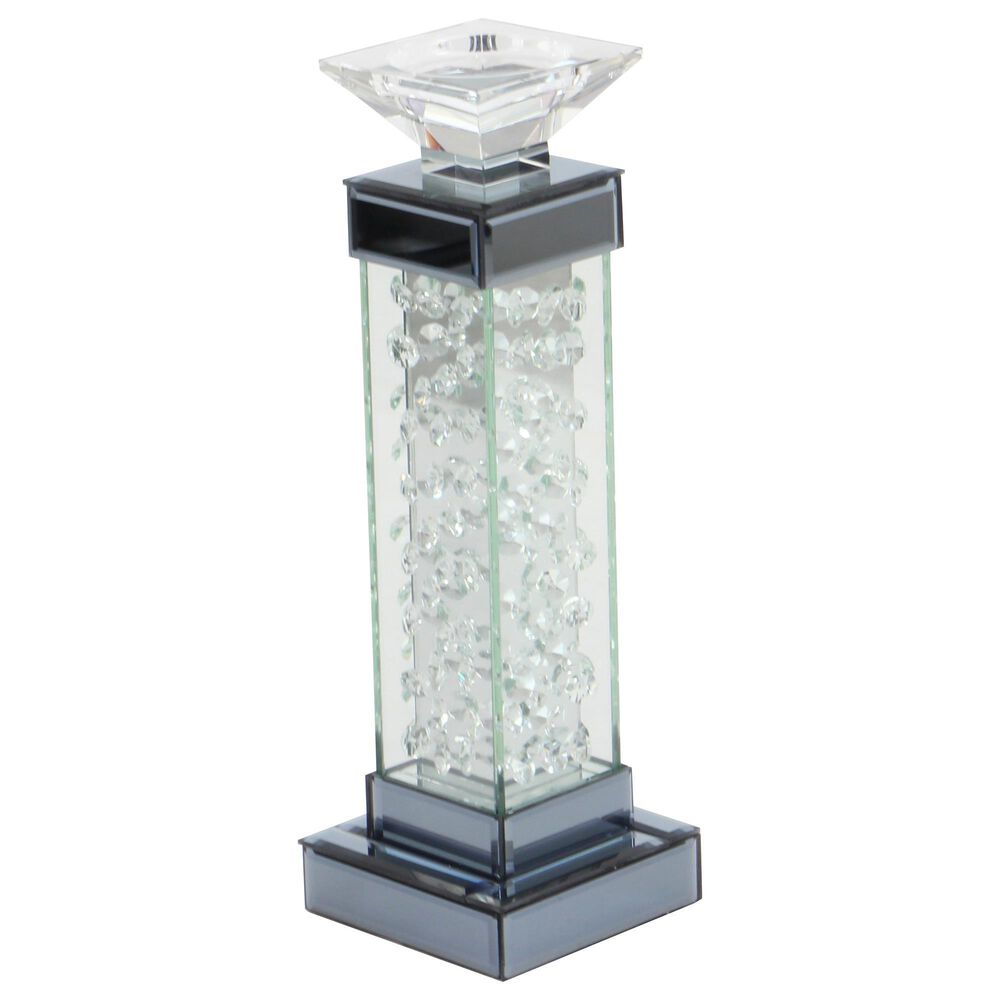 Maple and Jade 15" Glam Abstract-Styled Candle Holder in Clear and Black, , large