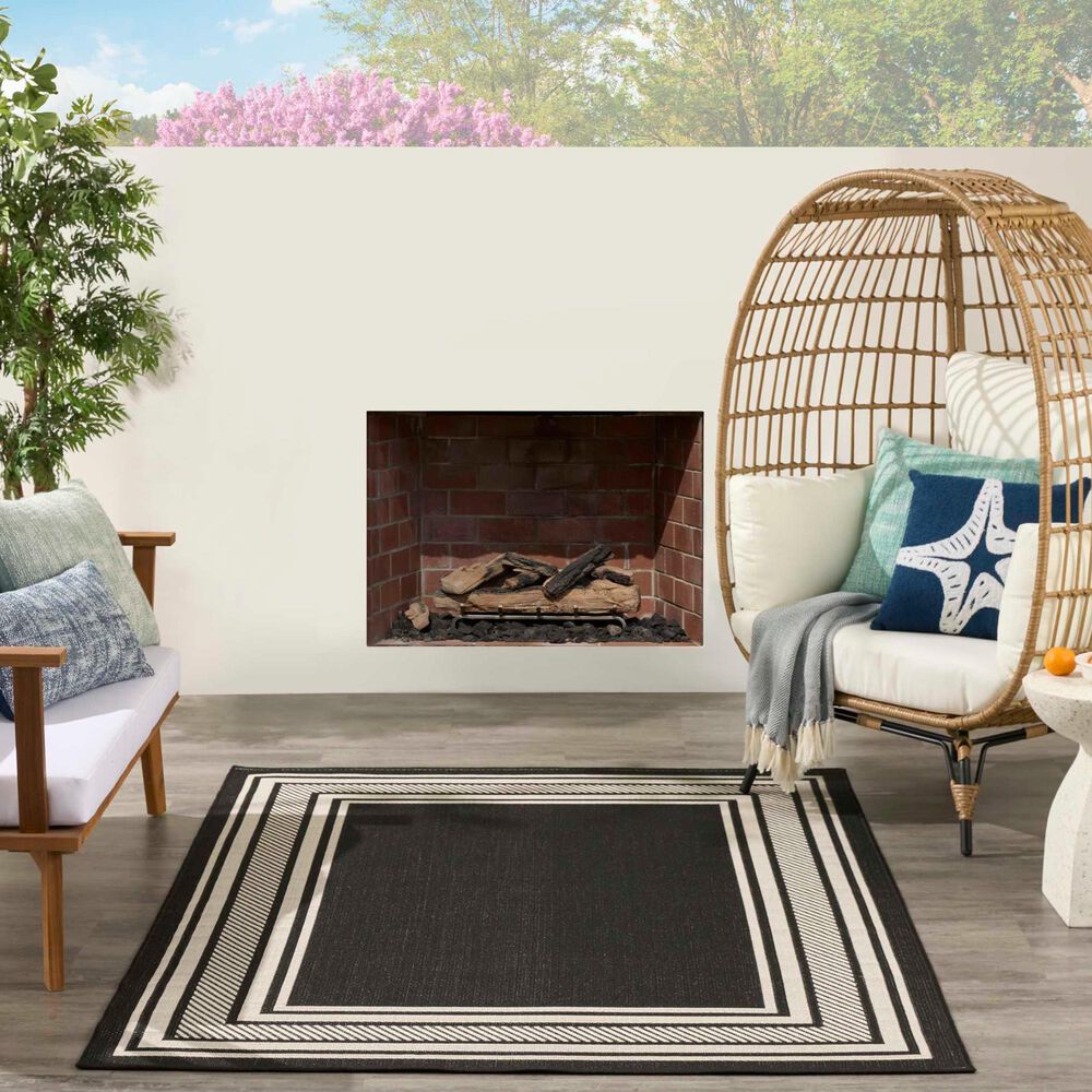 Nourison Horizon HOZ03 Black 3&#39; x 5&#39; Indoor/Outdoor Area Rug, , large