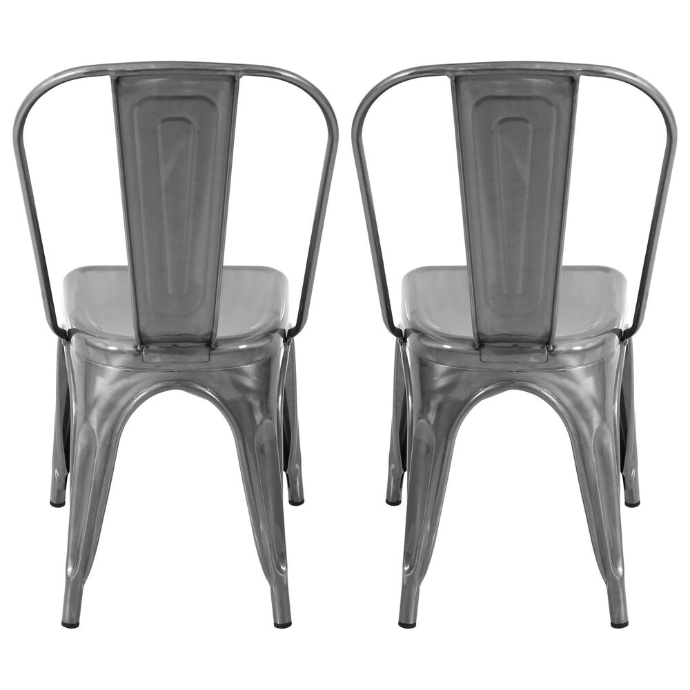 Lumisource Oregon Stackable Dining Chair in Brushed Silver/Brushed Silver &#40;Set of 2&#41;, , large