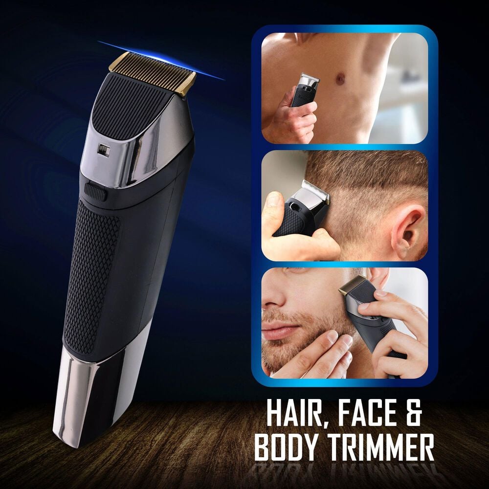 Barbosal Cordless Rechargeable Trimmer with Turbo in Black and Silver, , large