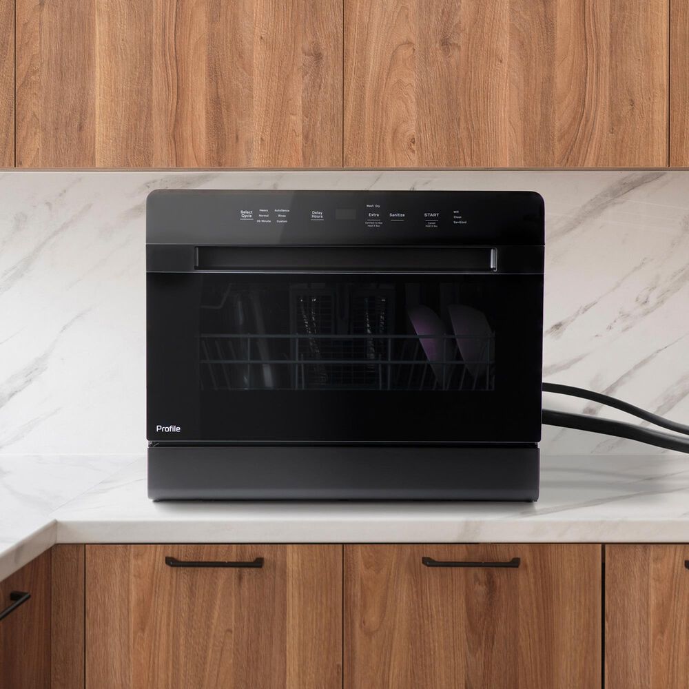 GE Profile 21.7" Countertop or Built-In Smart Compact Dishwasher with 6 Wash Cycles in Black, , large