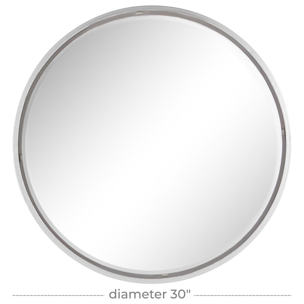 Maple and Jade 30&quot; Round Wall Mirror in Glossy Silver, , large