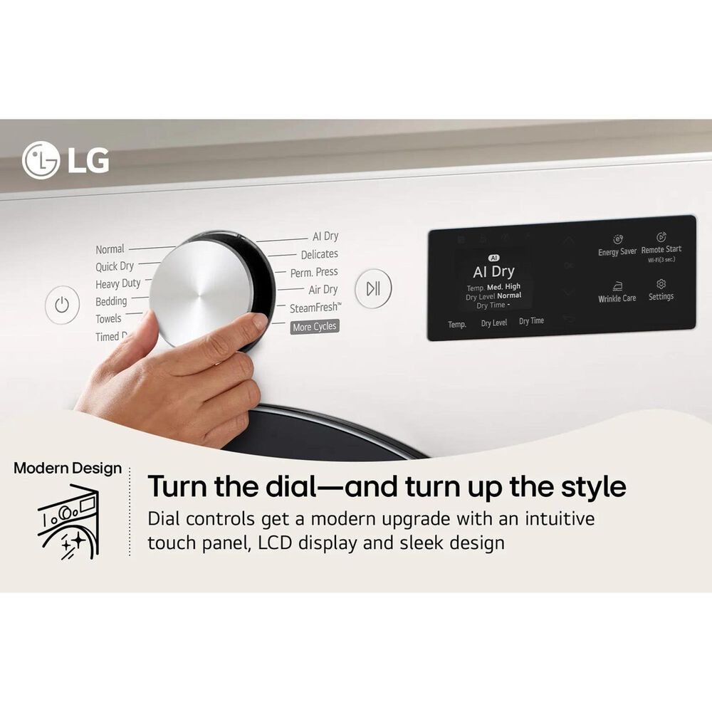 LG 7.4 Cu. Ft. Smart Front Load Electric Dryer with AI Sensor Dry in Alphine White, , large