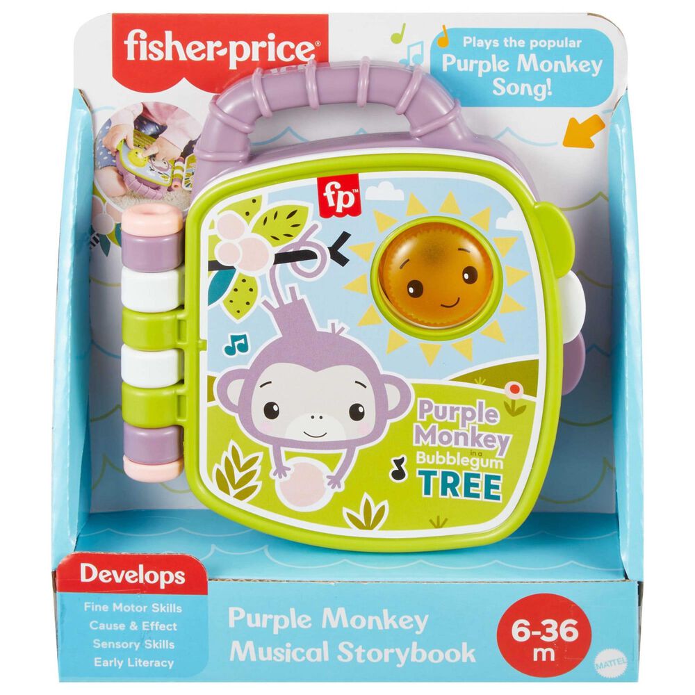Fisher Price Monkey Musical Storybook with Lights and Sounds in Purple, , large