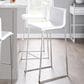 Lumisource Mara Barstool with White Cushion in Stainless Steel (Set of 2), , large