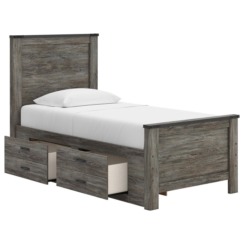 Ashley Frandern Twin Platform Bed with Storage in Warm Gray, , large