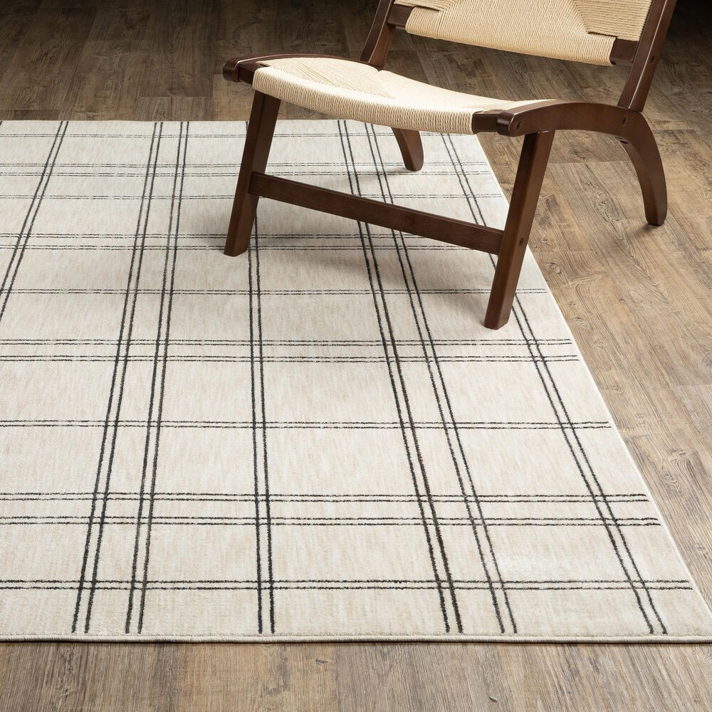 ROW by Oriental Weavers Hunter Plaid Beige and Black 5'3" x 7'6" Area Rug, , large