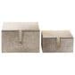 Maple and Jade 2-Piece Handmade Cowhide Decorative Box Set with Snap Front Closure in Gray, , large