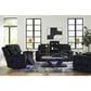 Ashley Forest Lake Power Reclining Sofa with Adjustable Headrest in Black Velvet, , large