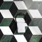 Soho Studio Pari Verde Nero, Dark Green and Carrara 8" x 9.21" Marble Mosaic Sheet, , large