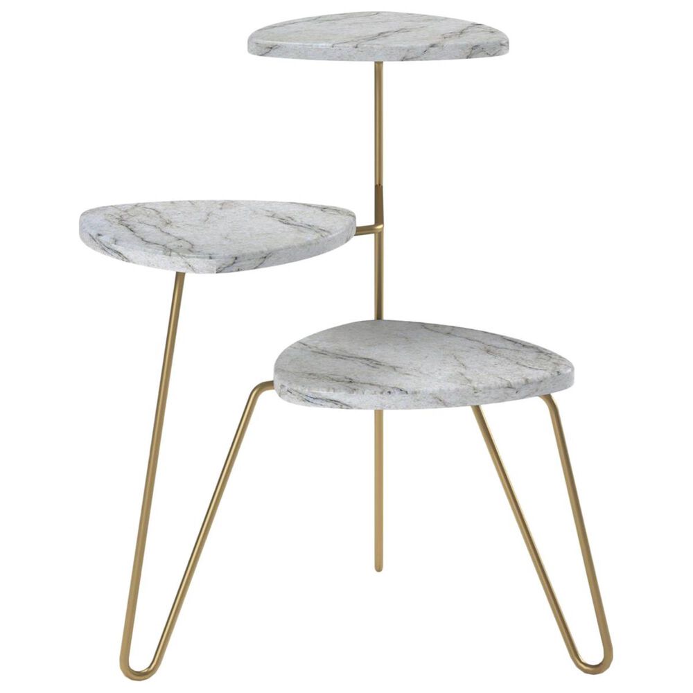 Novogratz Athena Plant Stand in Faux White Marble and Gold, , large