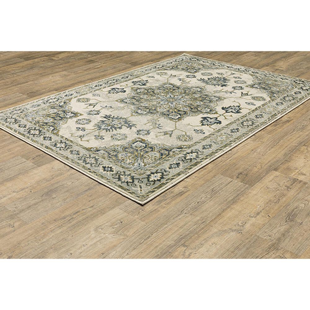 Oriental Weavers Branson Oriental Mendallio 5&#39;3&quot; x 7&#39;3&quot; Ivory and Blue Area Rug, , large
