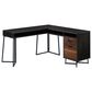 Hearth and Haven 2-Drawer L-Shaped Desk in Dark Walnut, , large