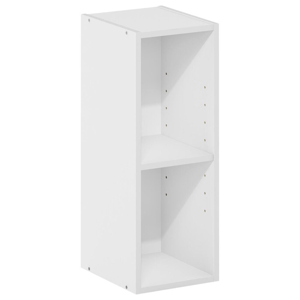 HOMLUX 2-Tier Open Bookcase with 8" Shelf in White, , large