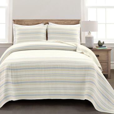 Triangle Home Fashions Solange Stripe 3-Piece Queen Quilt Set in Yellow and Gray, , large