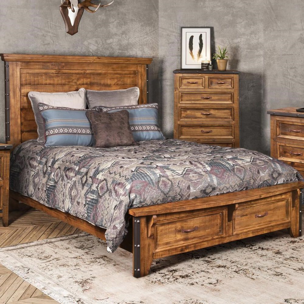 Sunset Bay Urban Rustic King Storage Bed in Rustic Brown, , large