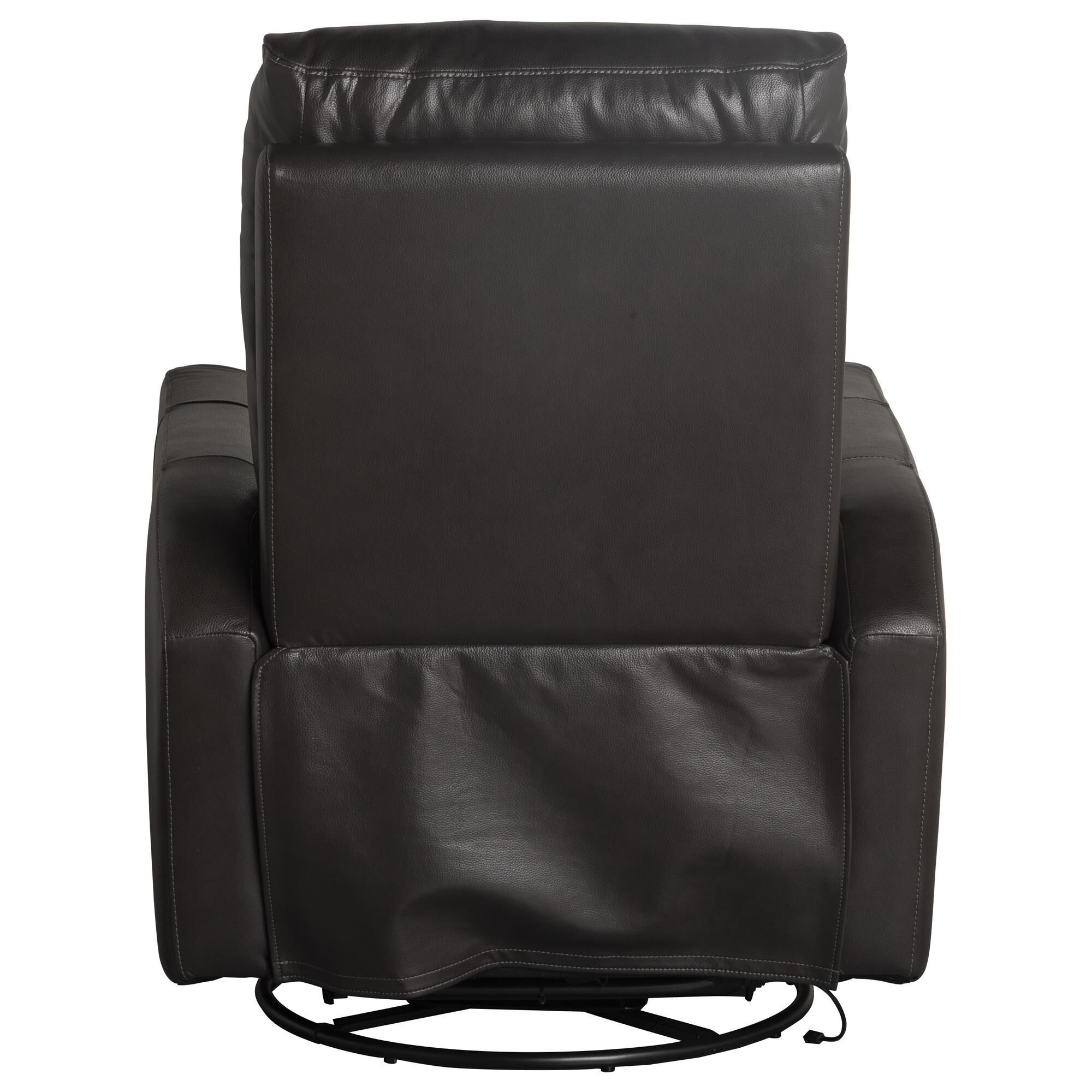 Barcalounger Vintage Leather Swivel Glider Recliner with Power Headrest in Matteo Smokey Gray NFM