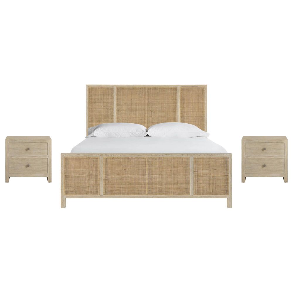 Universal Furniture Oasis Queen Panel Bed with Two Nightstands in Dockside and Natural, , large