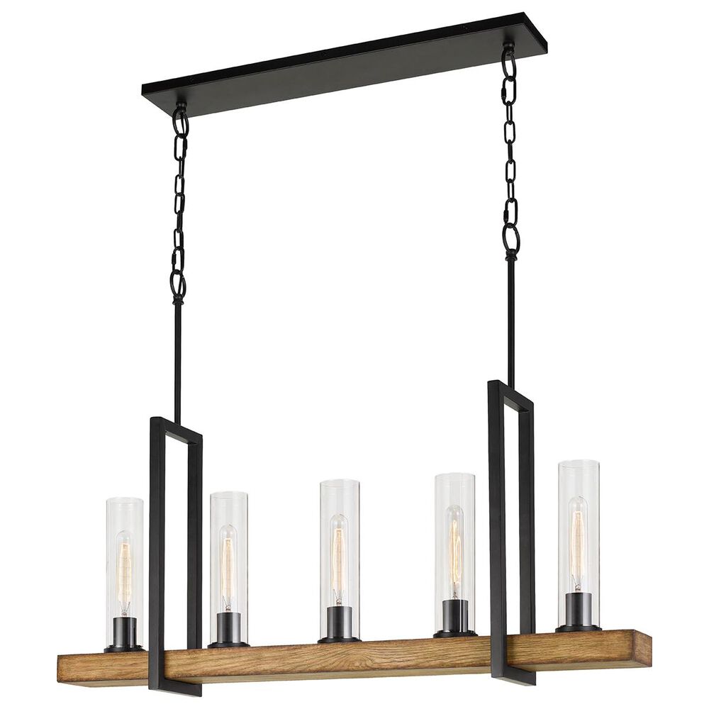 Cal Lighting Vienna 5-Light Island Chandelier in Iron/Light Oak, , large