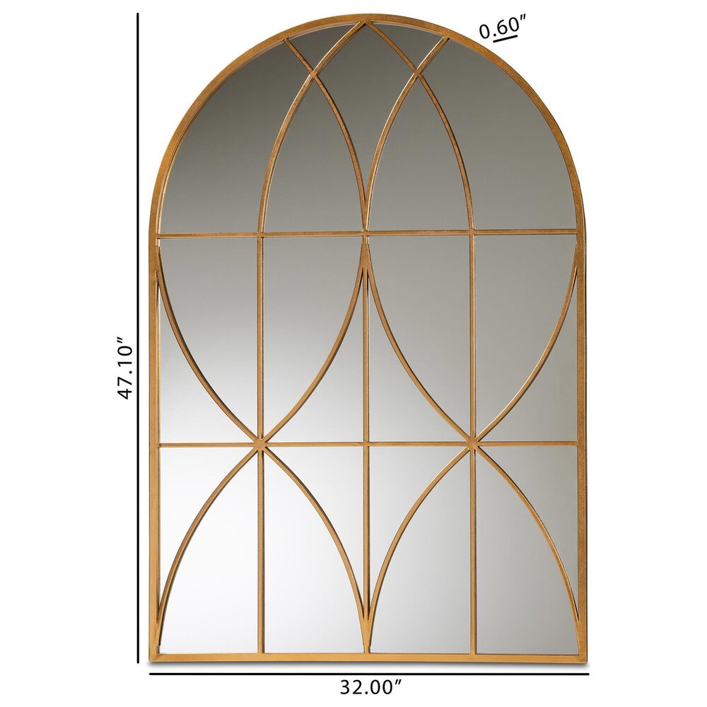 Baxton Studio Celerina Metal Accent Wall Mirror in Gold, , large