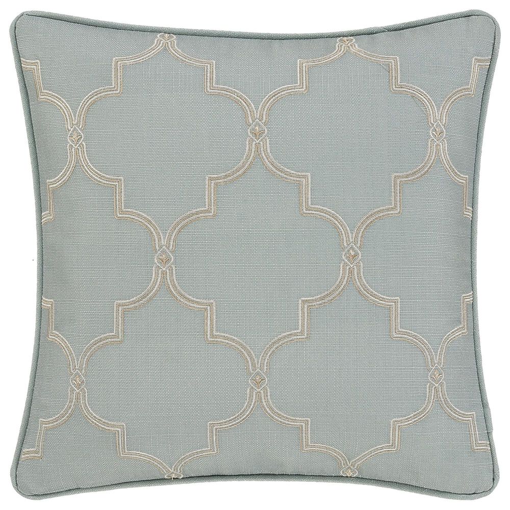 J. Queen New York Tranquility 18" Square Throw Pillow in Aqua, Cream and Gold, , large