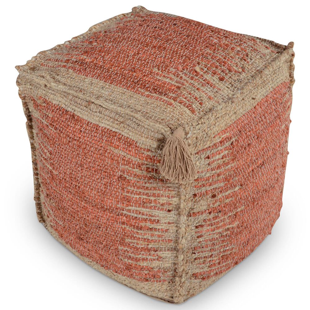Steve Silver Jafar Pouf in Khaki and Orange, , large