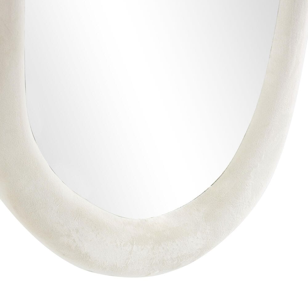 Maple and Jade 65&quot; x 26&quot; Velvet Abstract Wavy Wall Mirror in White, , large