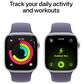 Apple Watch Series 11 (GPS) 46mm Aluminum Case with Purple Fog Sport Band - M/L in Silver and 2-Year AppleCare+, , large