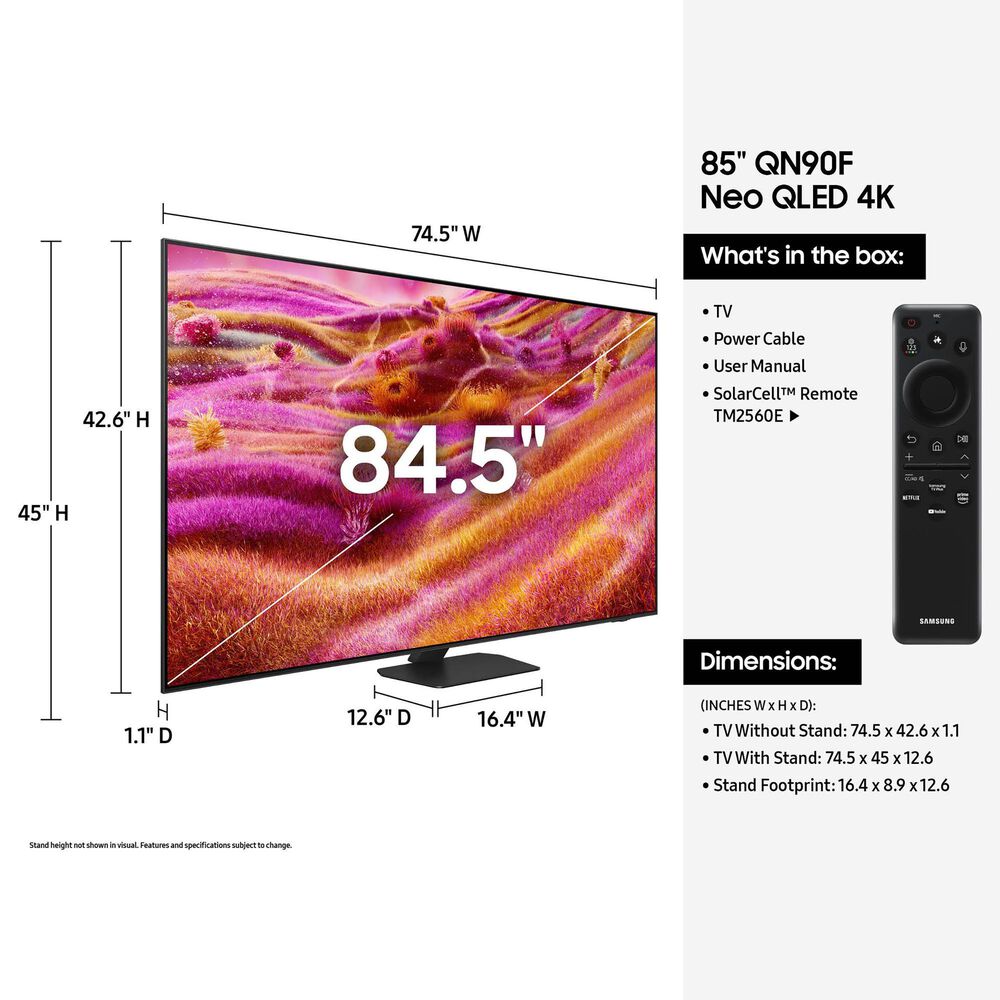 Samsung 85&quot; Class QN90F Neo QLED 4K Vision AI in Tital Black - Smart TV, , large