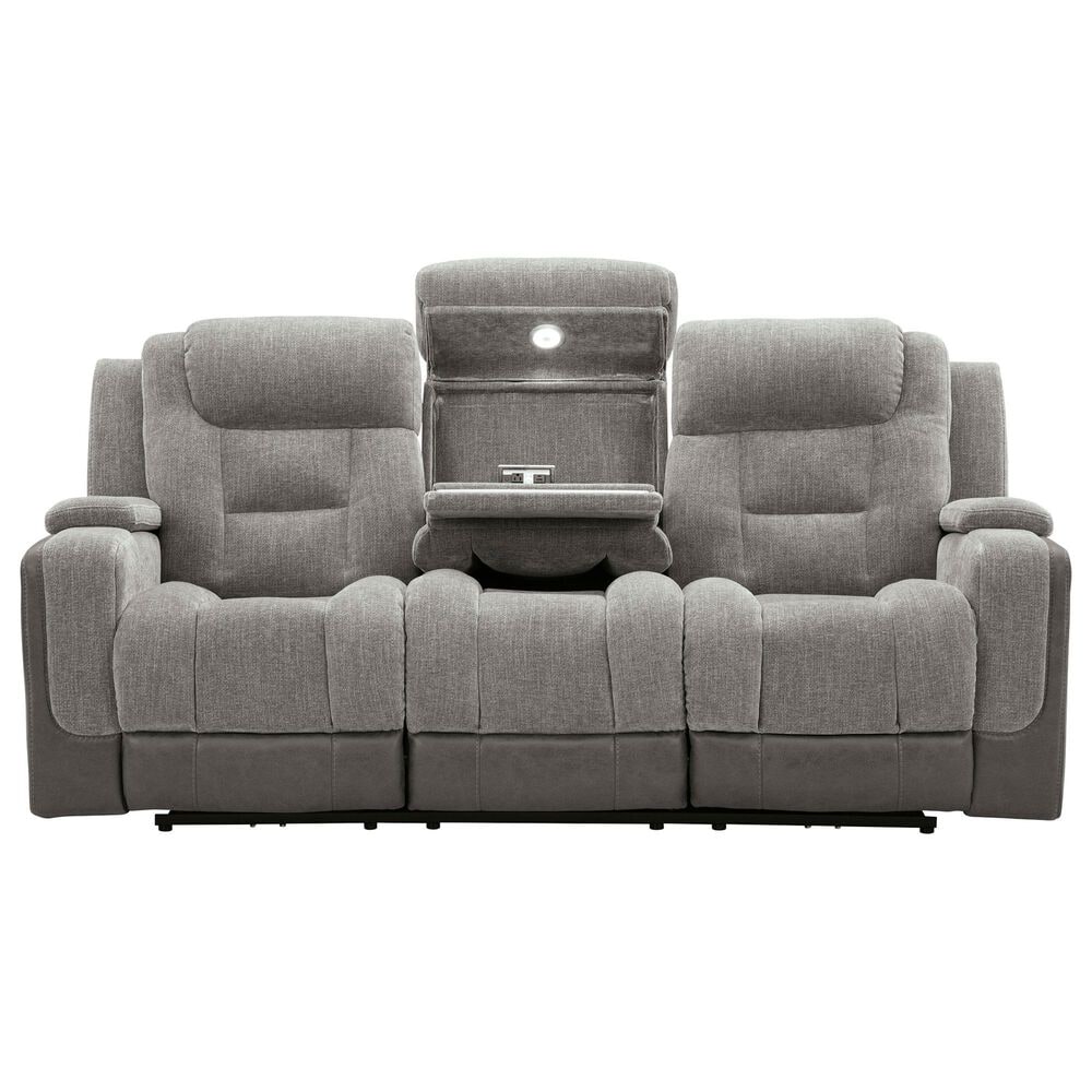 Ashley Mixed Motion Power Reclining Sofa in Shadow, , large