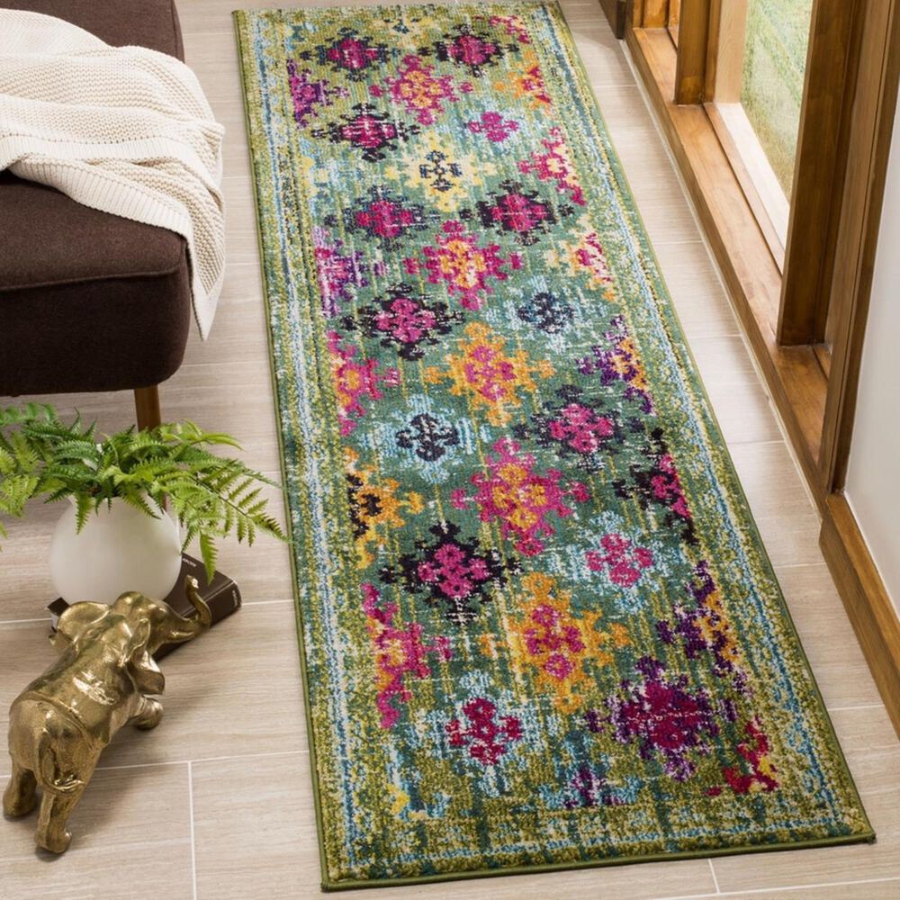 Safavieh Monaco MNC244G 2&#39;2&quot; x 8&#39; Green Runner, , large