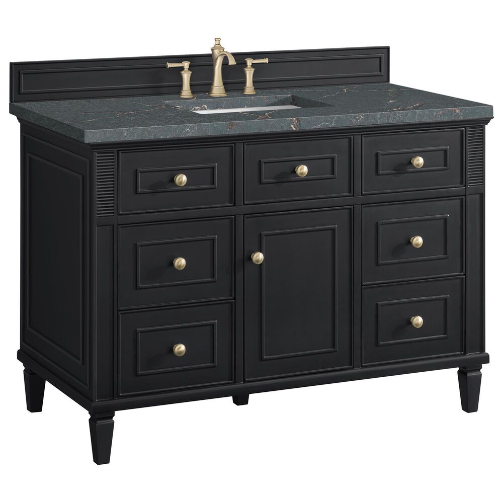 James Martin Vanities Lorelai 48" Single Vanity in Black Onyx with 3 cm Parisien Bleu Quartz Top, , large