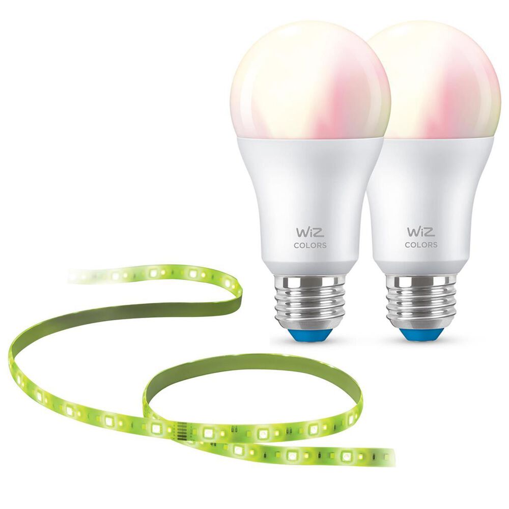 Wiz Color/White A19 2PK + 79" LED Strip Starter Kit, , large