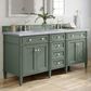 James Martin Vanities Brittany 72" Double Bathroom Vanity in Smokey Celadon with 3 cm Carrara White Marble Top and Rectangular Sinks, , large