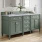 James Martin Vanities Brittany 72" Double Bathroom Vanity in Smokey Celadon with 3 cm Carrara White Marble Top and Rectangular Sinks, , large
