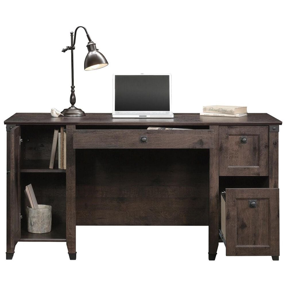 Sauder Carson Forge Computer Desk in Coffee Oak, , large