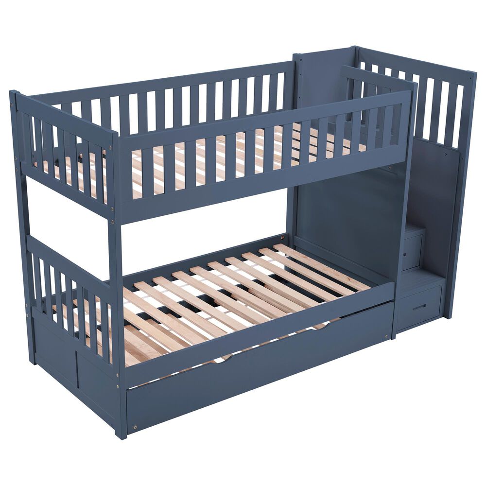 Homelegance Twin/Twin Step Bunk W/ Trundle, , large