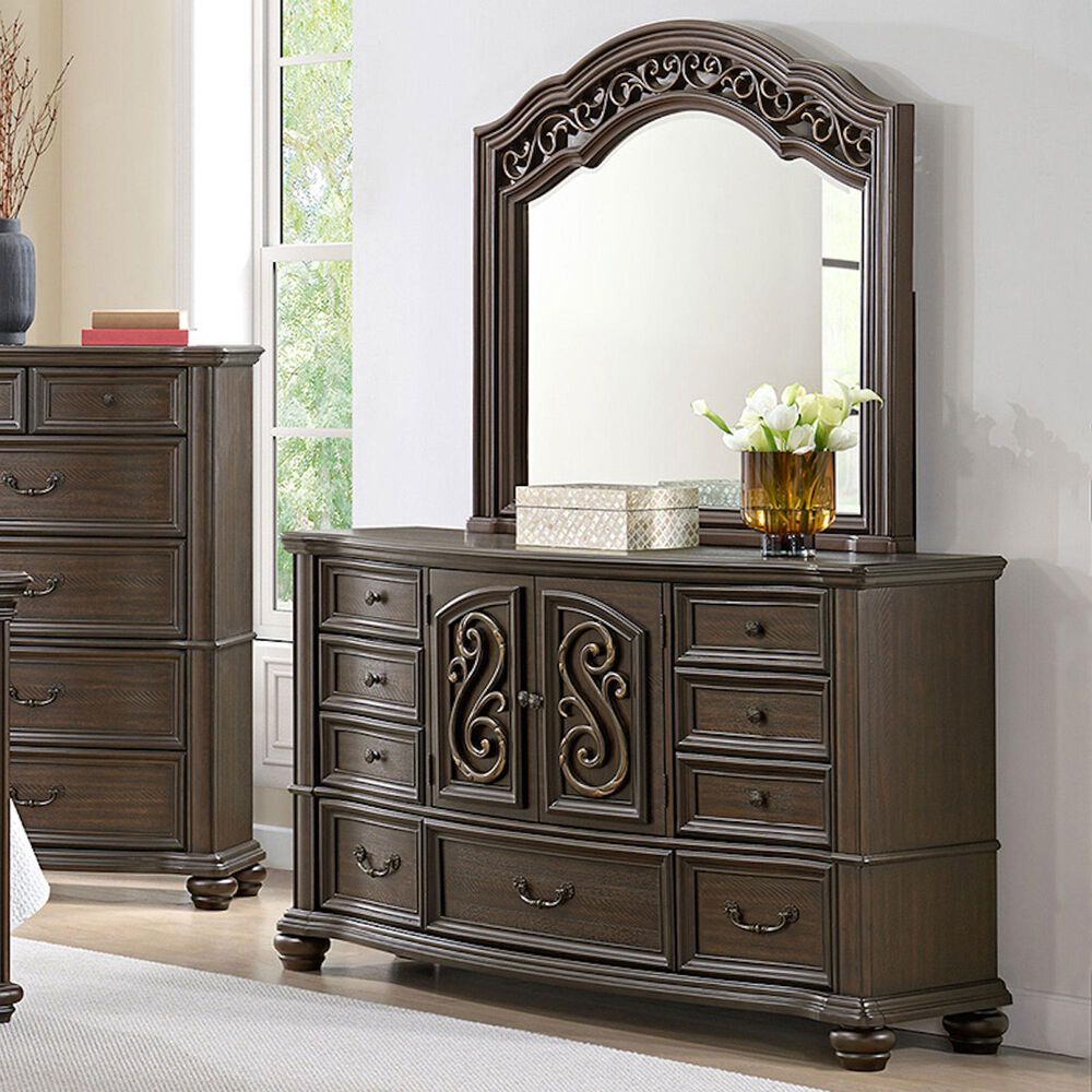 Mayberry Hill Brunswick 7-Drawer Dresser and Mirror in Mahogany, , large
