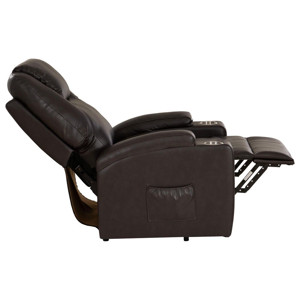 Linon Home Decor Peoria Power Lift Recliner in Chocolate, , large