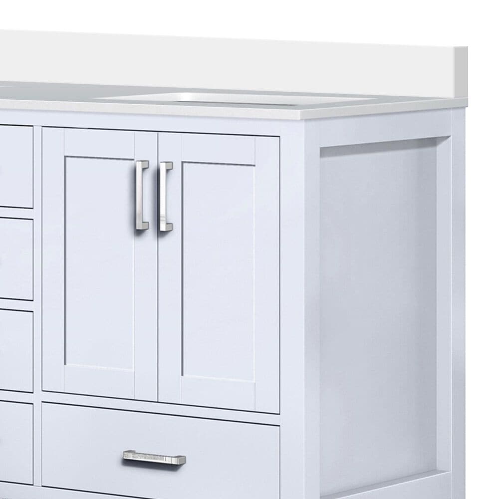 Lexora Home Jacques 60&quot; Double Bathroom Vanity in White with 2 cm White Cultured Marble Top and Rectangular Sinks, , large