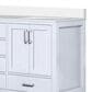 Lexora Home Jacques 60" Double Bathroom Vanity in White with 2 cm White Cultured Marble Top and Rectangular Sinks, , large