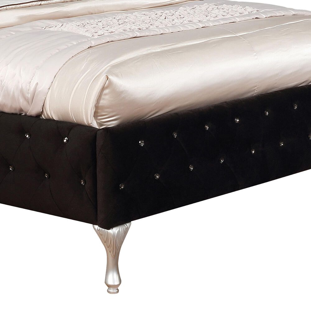 Furniture of America Mills King Upholstered Bed in Black, , large