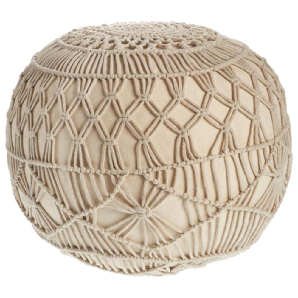 L.R. RESOURCES Decorative Pouf in Natural, , large