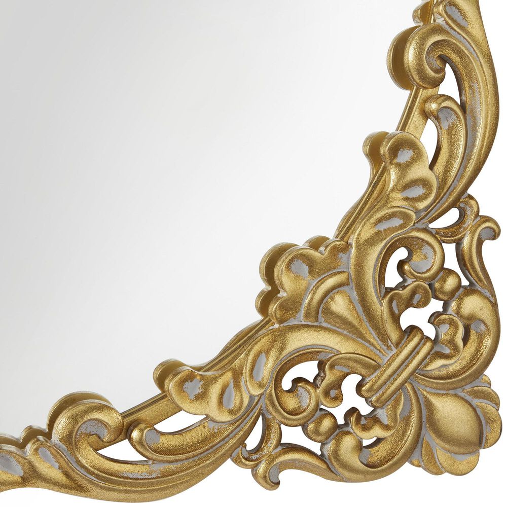 Maple and Jade 30&quot; Square Ornate Baroque Floral Wall Mirror with Distressed Details in Satin Gold, , large