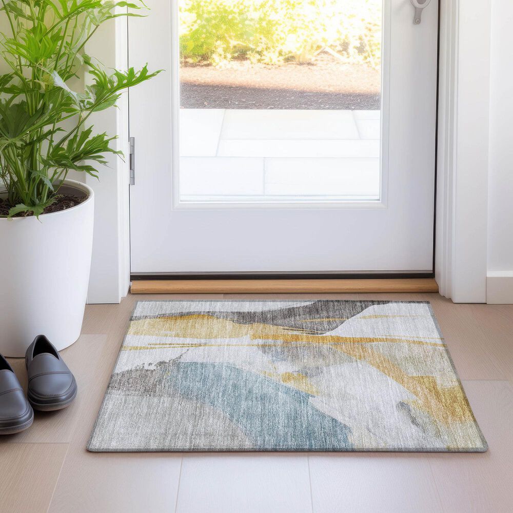 37B Ravenna RN7 2&#39;6&quot; x 3&#39;10&quot; Gold Area Rug, , large
