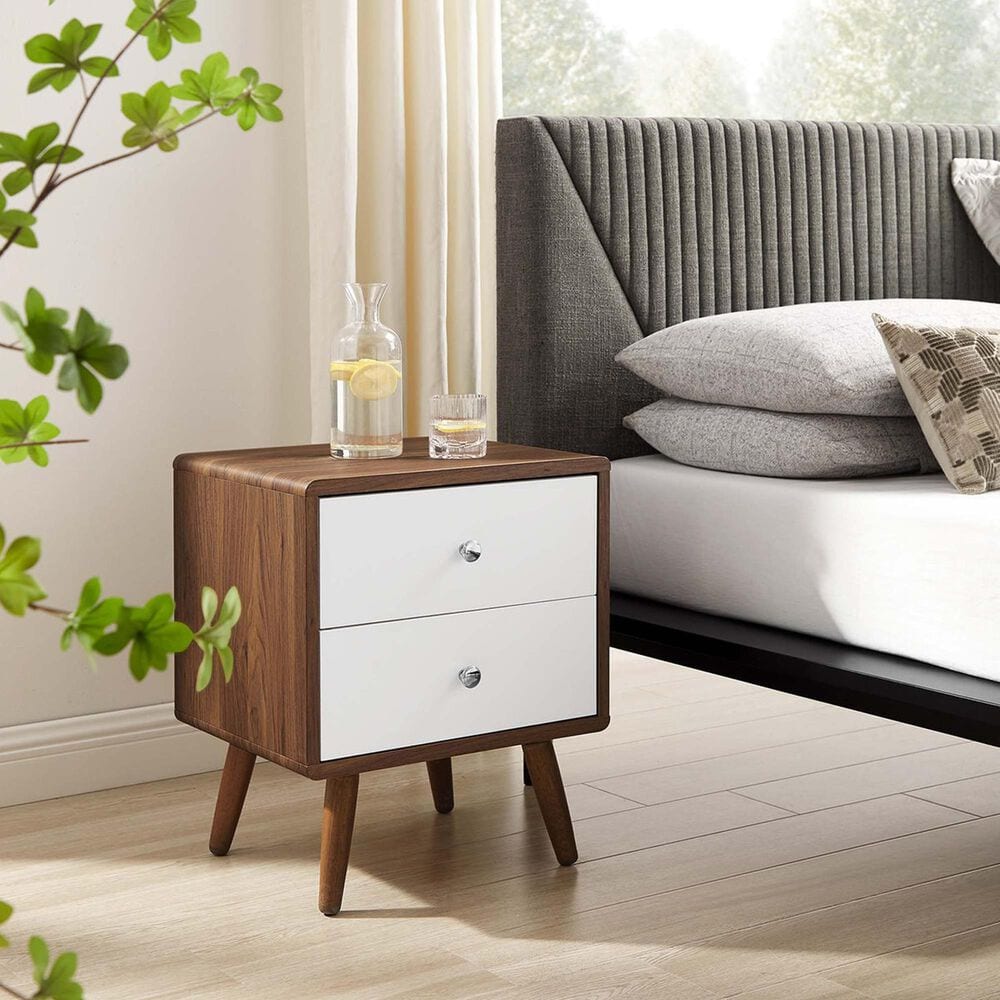 Modway Transmit 2 Drawer Nightstand in Walnut White, , large