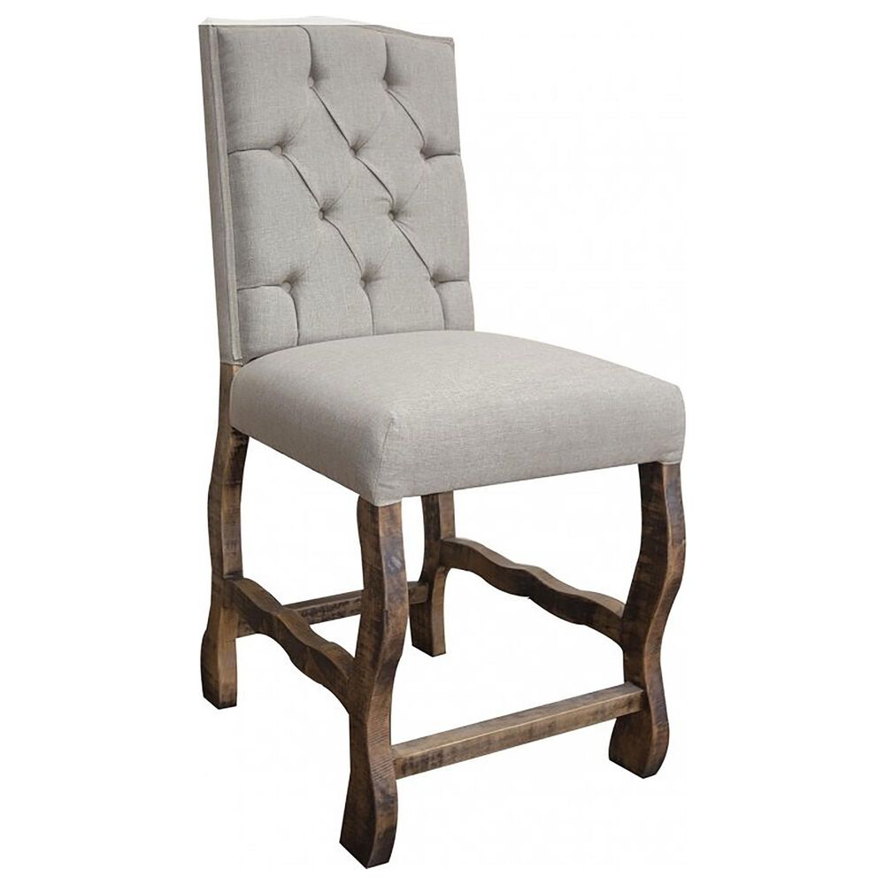 Fallridge Marquez Upholstered Stool with Tufted Back in Natural, , large