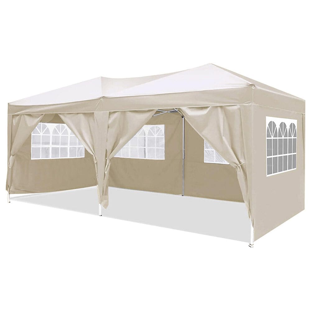 HOMLUX 10" x 20" Outdoor Pop Up Canopy Gazebo for Party in Beige, , large