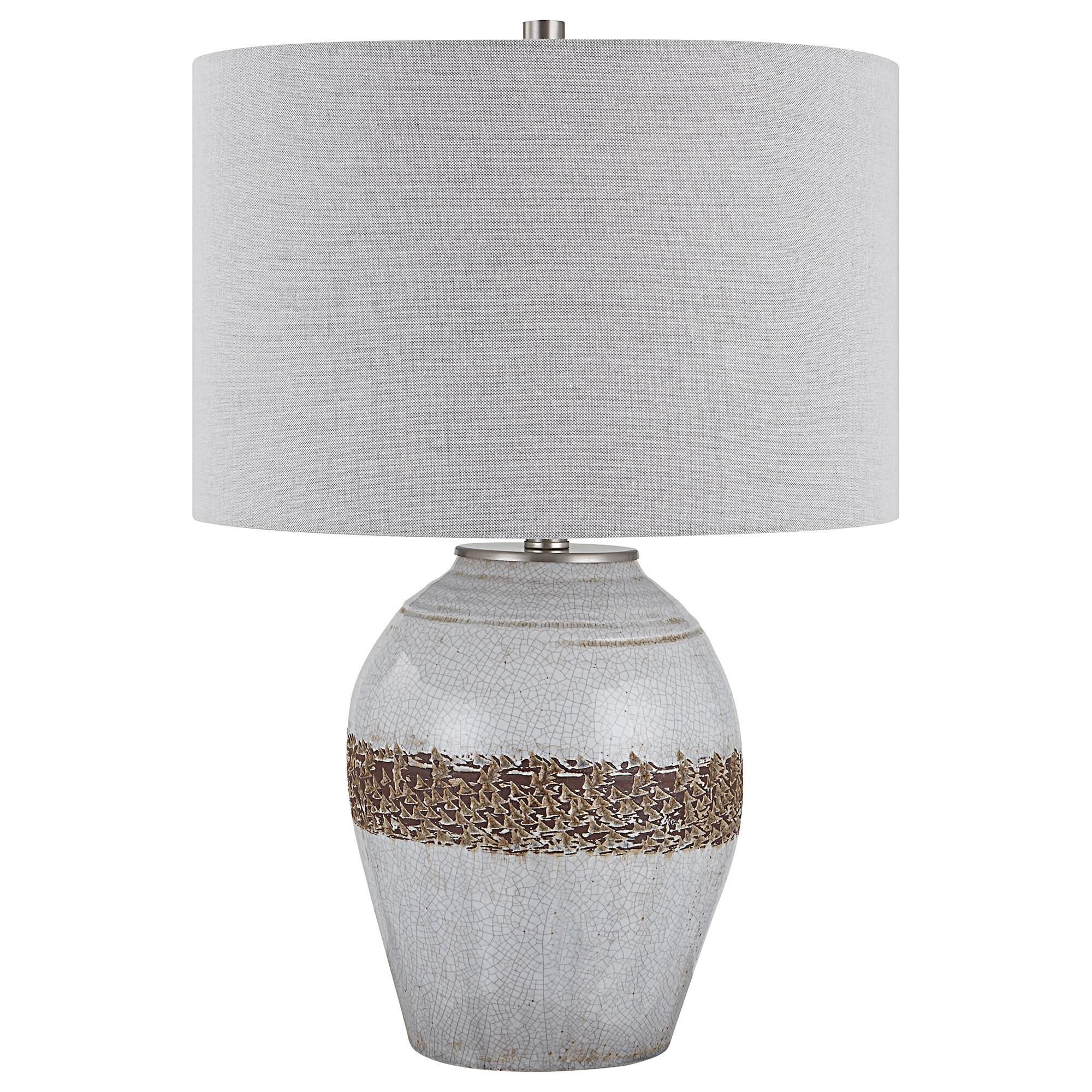 Uttermost Poul Table Lamp in Light Gray and Rust Brown NFM
